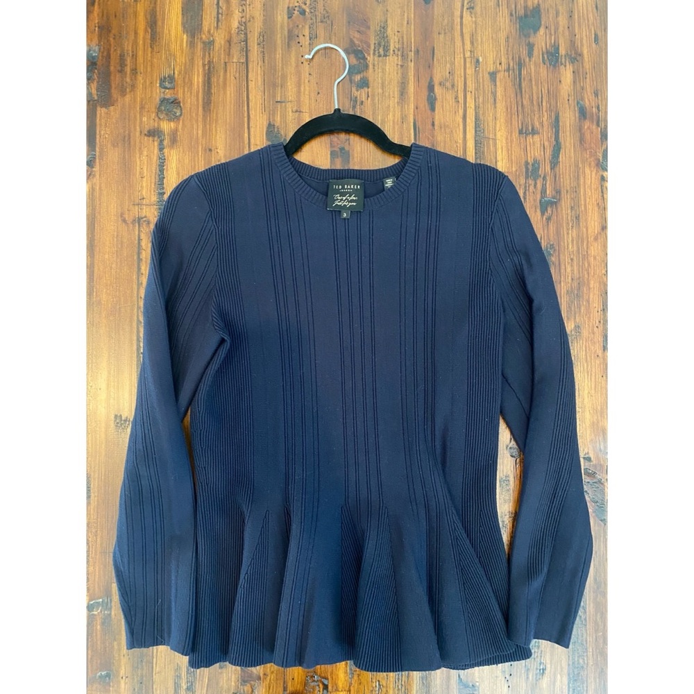 Ted Baker Navy Peplum Sweater Top